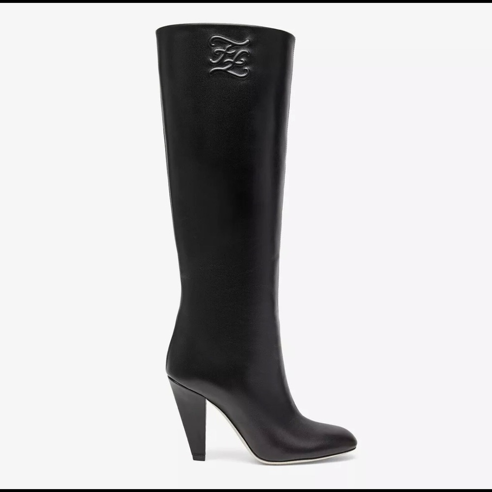 NIB Fendi Black Karligraphy Boots Sz 37